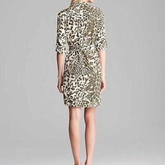 NWT Diane Von Furstenberg Shirt Dress Button Front Belted Long Sleeve Silk Sz 10 - Picture 3 of 16